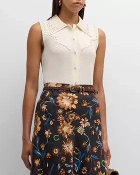 Украшенный топ с заклепками Refined Essentials DOROTHEE SCHUMACHER, цвет 110 - Camellia White