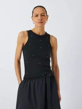 Украшенный топ-жилет из органического хлопка John Lewis, черный