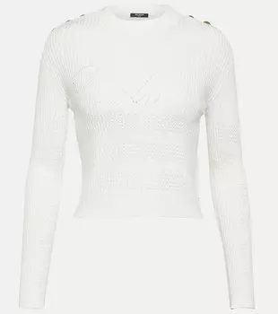 Украшенный трикотажный топ Balmain, белый
