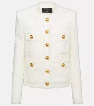 Украшенный твидовый жакет Balmain, белый