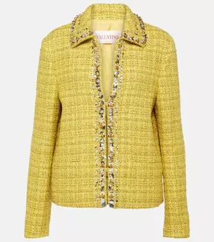 Украшенный твидовый жакет Valentino, желтый