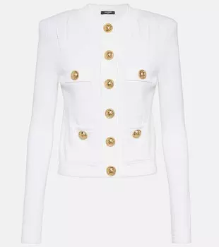 Украшенный вязаный кардиган BALMAIN, белый