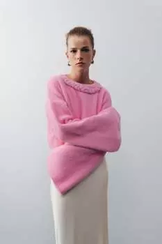 Украшенный вязаный свитер Nocturne, розовый