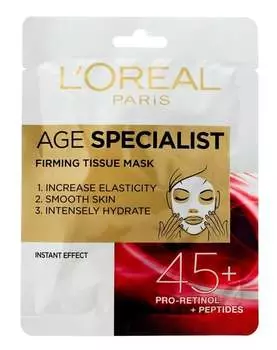 Укрепляющая тканевая маска, 30 г L'oreal Paris, Age Specialist 45+, L'oral Paris