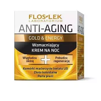 Укрепляющий ночной крем, 50 мл Floslek, Anti-Aging, Gold & Energy, FLOS-LEK