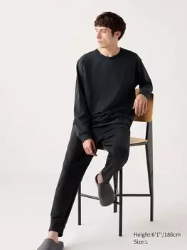 Ультра эластичный пижамный комплект с круглым вырезом Uniqlo, серый
