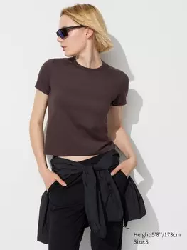 Ультра-Эластичная футболка airism Uniqlo, коричневый