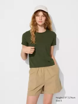 Ультра-Эластичная футболка airism Uniqlo, зеленый