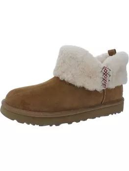 Ультра мини-женские замшевые зимние сапоги из овчины UGG, цвет Chestnut