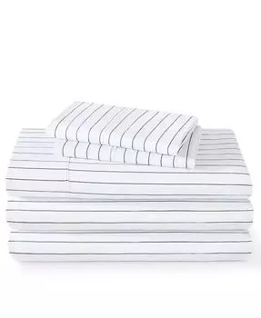 Ультра-мягкий комплект простыней King с двойным брашированием и принтом Bare Home, синий