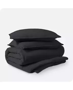 Ультра-мягкий пододеяльник и комплект накидок Queen с эффектом песочной стирки Bare Home, черный