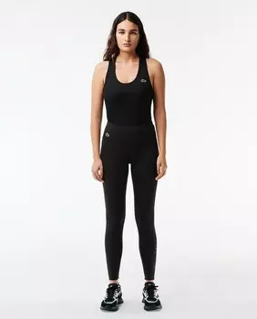 Ультра-сухие спортивные леггинсы Lacoste стрейч с принтом Lacoste, черный