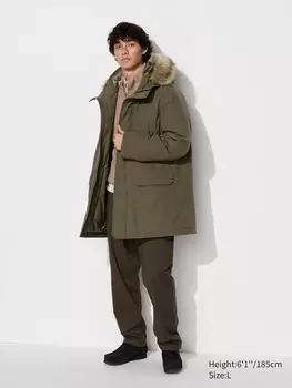 Ультра теплое гибридное пуховое пальто Uniqlo, бежевый