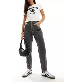 Ультра высокие джинсы mom в выстиранном черном цвете Tommy Jeans