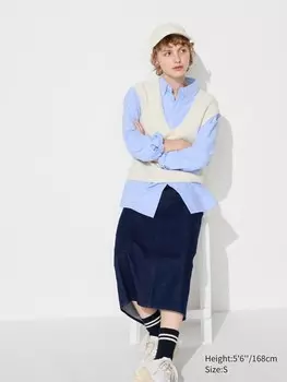 Ультраэластичная юбка миди Uniqlo, цвет 69 синий