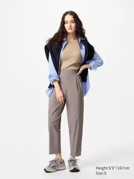 Ультраэластичные зауженные брюки Uniqlo, цвет 36 коричневый