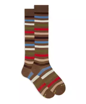 Ультралегкие длинные хлопковые носки в полоску Gallo, мультиколор
