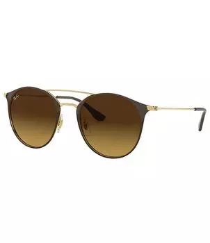 Ультралегкие круглые солнцезащитные очки Ray-Ban High Street Collection 49 мм, золотой