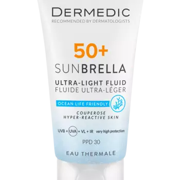 Ультралегкий защитный крем для лица с spf50 для сосудистой и гиперчувствительной кожи, 40 мл Dermedic Sunbrella