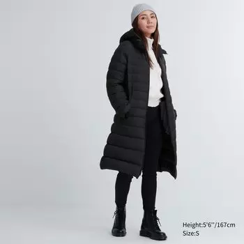 Ультралегкое длинное пуховое пальто Uniqlo, черный