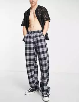 Ультрамешковатые брюки в синюю клетку ASOS DESIGN