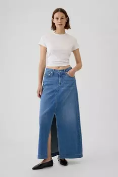 Ультрамягкая джинсовая юбка макси Gap, синий