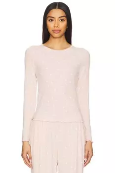 Ультрамягкая рубашка с длинным рукавом и каемкой воланом Barefoot Dreams, dusty rose & pearl