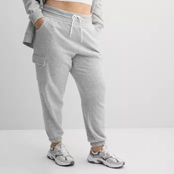 Ультрамягкие флисовые джоггеры-карго Tek Gear больших размеров, цвет Dark Frost Heather