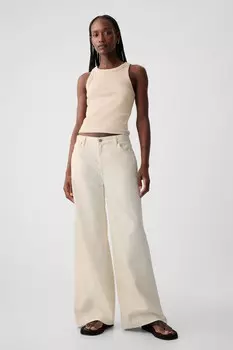 Ультрамягкие мешковатые джинсы средней посадки Gap, бежевый