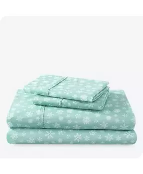 Ультрамягкий комплект листов с сезонным принтом с двойной щеткой Bare Home, синий