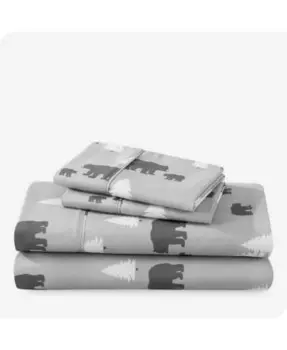 Ультрамягкий комплект листов с сезонным принтом с двойной щеткой Bare Home, серый