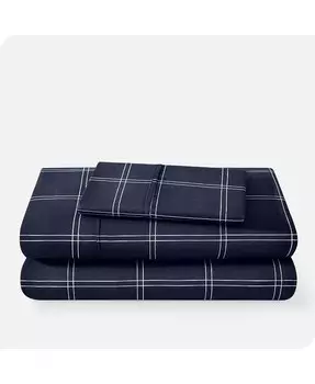 Ультрамягкий комплект простыней Twin XL с двойным брашированным принтом Bare Home, синий