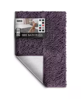 Ультрамягкий нескользящий коврик для ванной из синели — быстросохнущий, можно стирать в машине — маленький, 17 x 24 дюйма Hearth & Harbor, фиолетовый