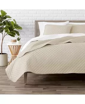 Ультрамягкое покрывало с ромбовидной прострочкой, комплект Twin/Twin XLong Bare Home, бежевый