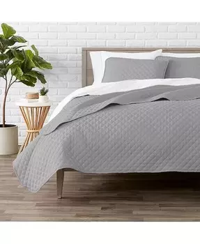 Ультрамягкое покрывало с ромбовидной прострочкой Twin/Twin XLong Bare Home, серый