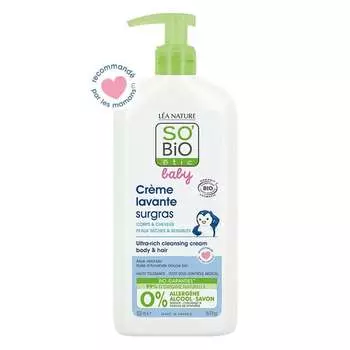 Ультранасыщенный крем для мытья тела и волос детей и младенцев, 500 мл So bio, tic