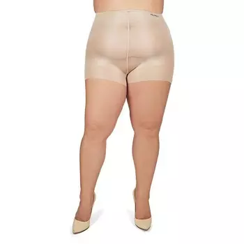 Ультрапрозрачные колготки с пышным верхом больших размеров MeMoi, цвет City Beige