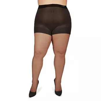 Ультрапрозрачные колготки с пышным верхом больших размеров MeMoi, цвет Jet Black