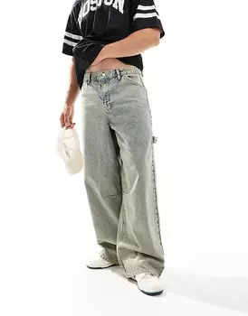 Ультраширокие джинсы плотника ASOS DESIGN винтажного оттенка