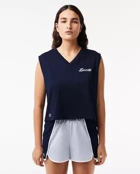 Ультрасухой спортивный укороченный топ Lacoste с принтом Lacoste, темно-синий