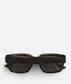 Ультратонкие квадратные солнцезащитные очки Bottega Veneta, коричневый/черный
