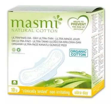 Ультратонкие ватные диски на день с крылышками, 10 шт. Masmi