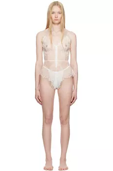 Ультратонкое кружевное боди-тедди Skims, цвет marble