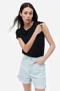 Ультравысокие джинсовые шорты Mom Comfort H&M, бледно-голубой деним