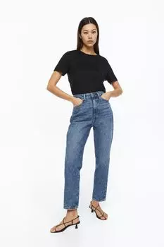 Ультравысокие джинсы Mom Comfort H&amp;M, синий деним