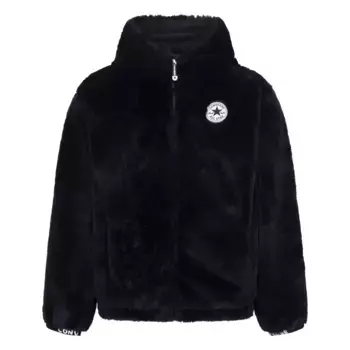 Уличная куртка-конверс "FAUX FUR JKT - для детей", с капюшоном Converse, черный