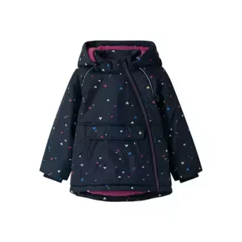 Уличная куртка Name It «NMFMICCO JACKET AOP2», с капюшоном, с декоративными светоотражающими деталями, цвет Dark Sapphire