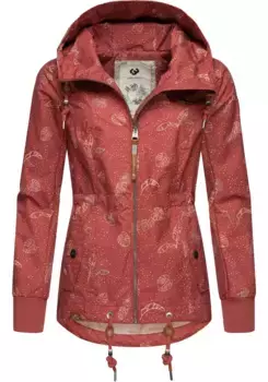 Уличная куртка Ragwear "Danka Leaves", с капюшоном, стильная переходная куртка с принтом и капюшоном, розовый