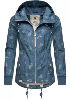 Уличная куртка Ragwear "Danka Leaves", с капюшоном, стильная переходная куртка с принтом и капюшоном, синий