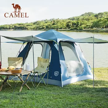 Уличная палатка Camel, утолщенная складная трехдверная полностью автоматическая палатка, оборудование для кемпинга и дождя, 105-1, оранжевый, розовый